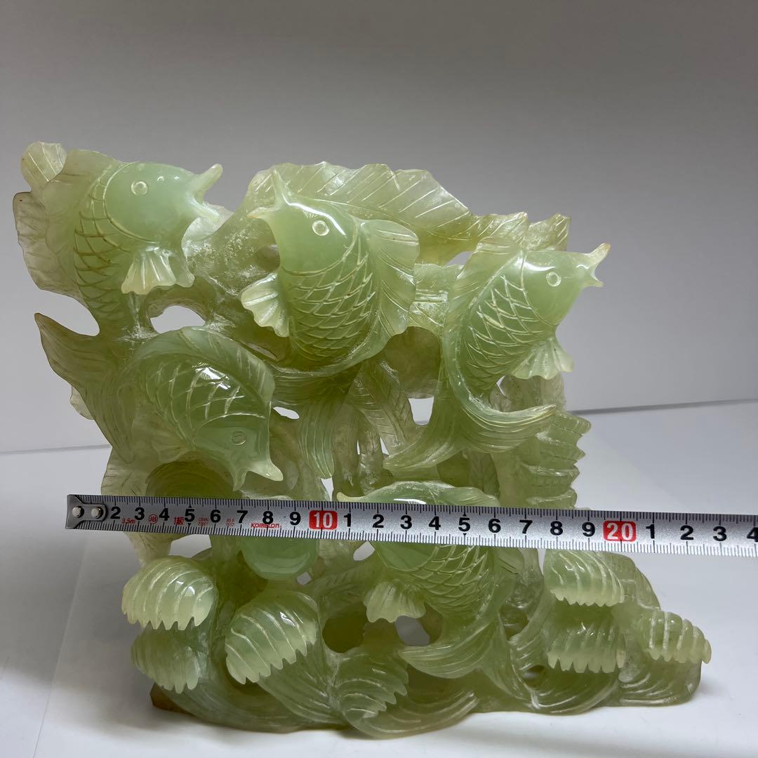 砡製　特大魚透置物　共箱　1933g/最大横幅約24㎝　東Y7-1114①