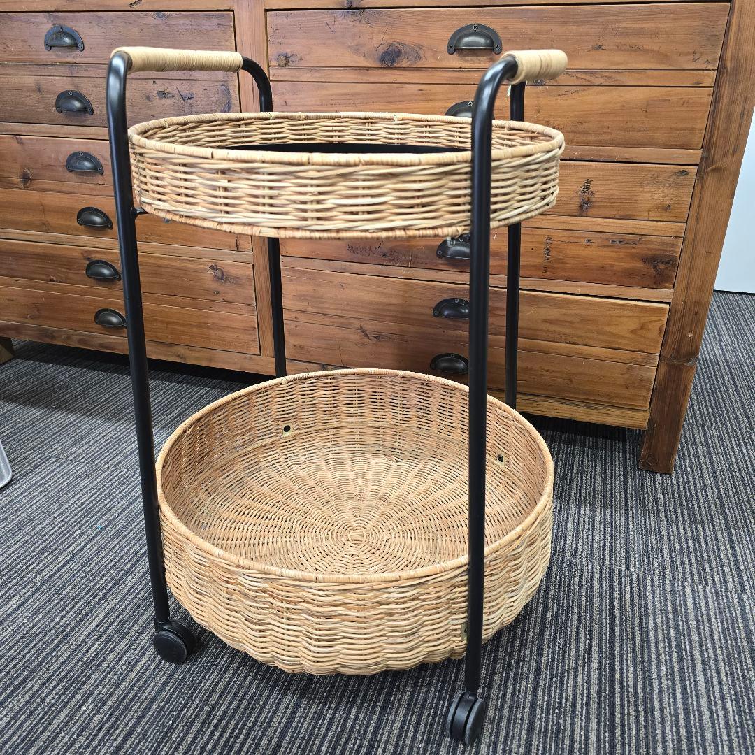 IKEA LUBBAN ルッバン ラタン 2段ワゴン 11907