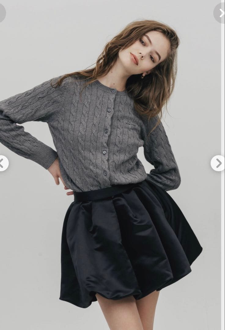 THETOE サテン フレアミニスカート ブラック