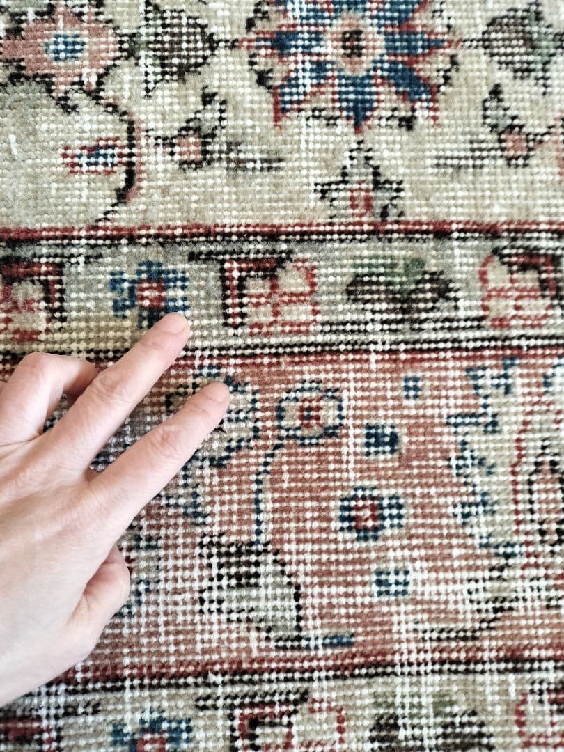 【sato】大判/暗めベージュとくすみピンクのトルコラグ　No.738