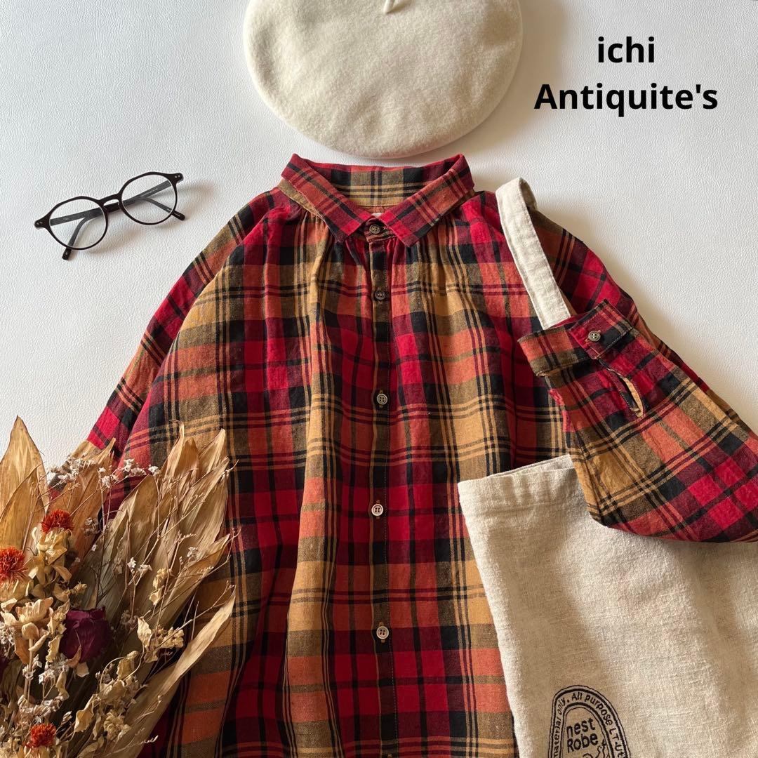 b1232＊ イチアンティークス リネンタータンチェックシャツ