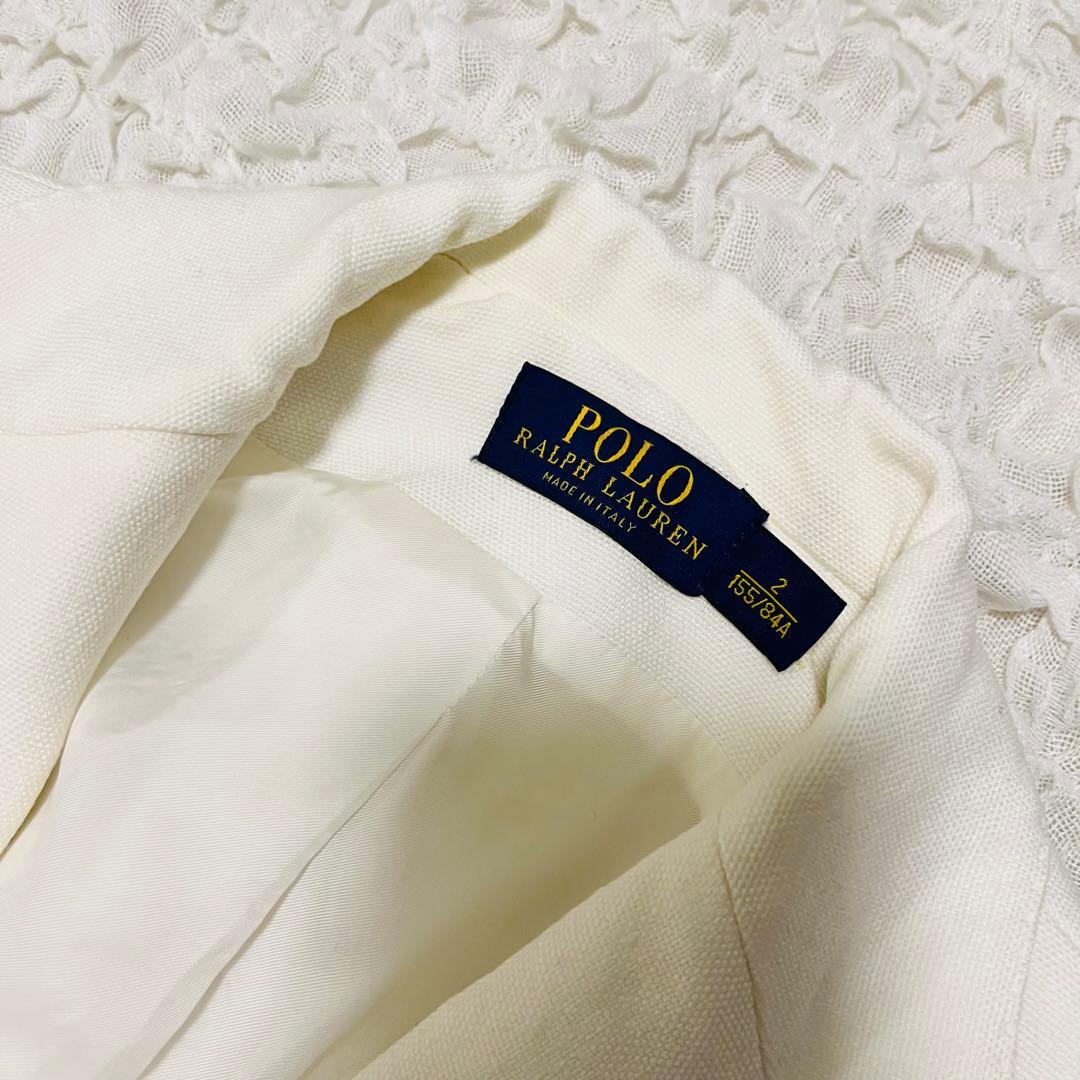 【美品】poloRalphLaurenイタリア製リネン白ジャケット現行タグM