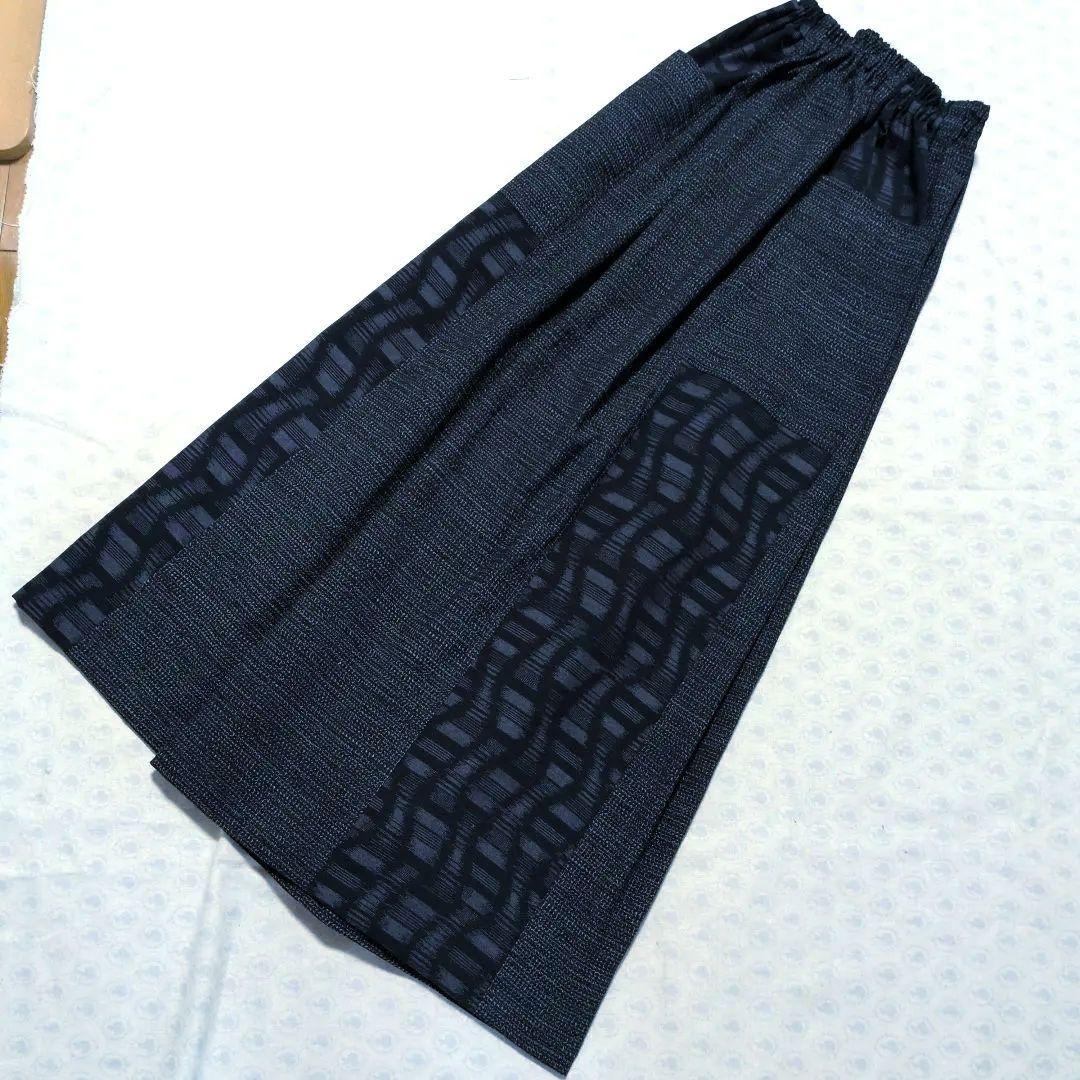 書生絣、久留米絣のワイドギャザーパンツ☆ハンドメイド