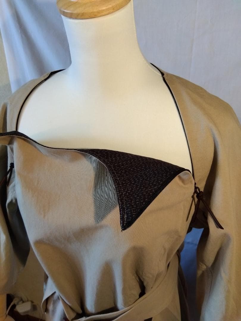 【新品】儀右ヱ門KURUMI ベルト付きワンピ　サイズフリー　一部久留米絣