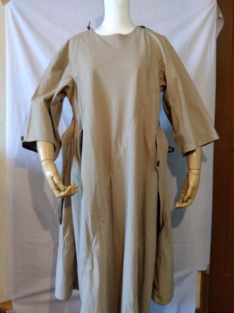 【新品】儀右ヱ門KURUMI ベルト付きワンピ　サイズフリー　一部久留米絣