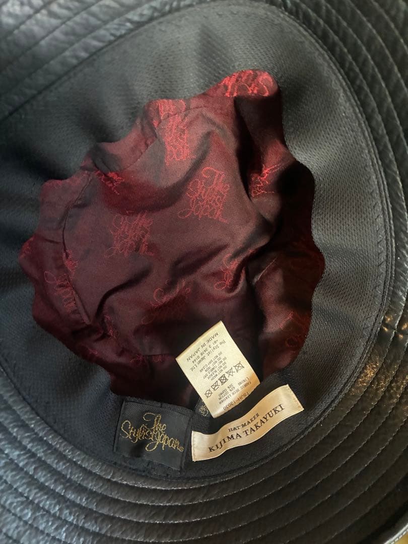 KIJIMA TAKAYUKI 黒 レザーゴートスキン バケットハットMサイズ