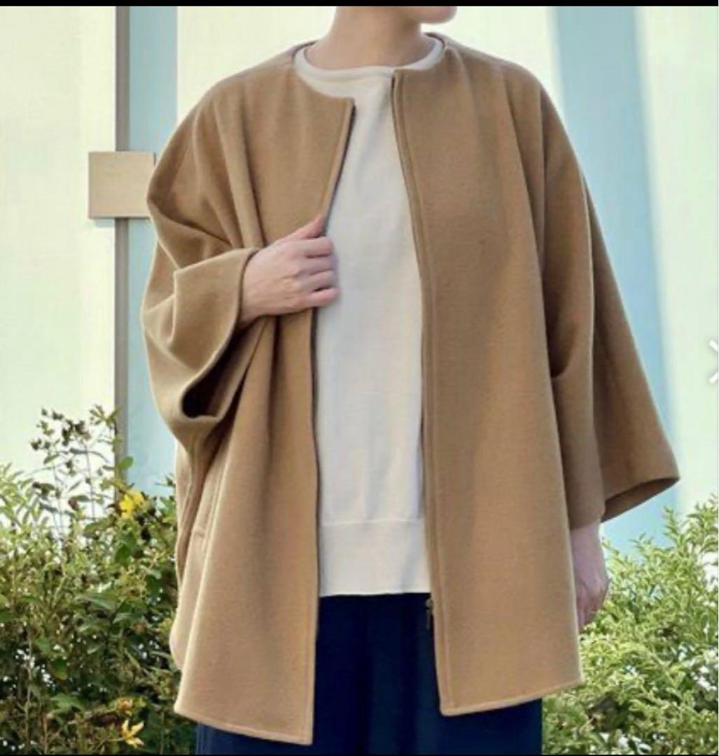 BEARDSLEY ビアズリー ウールポンチョコート キャメル