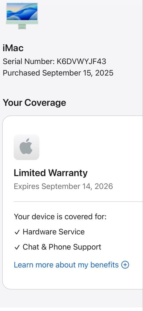 iMac 24 インチ M4 メモリ16GB SSD256GB