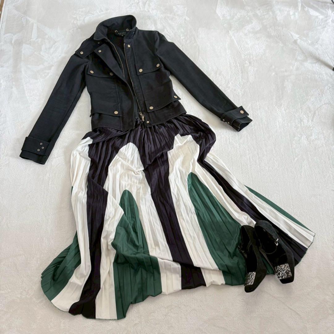 グッチ コットン デニム ジャケット 38 ブラック GUCCI