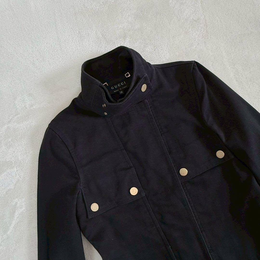 グッチ コットン デニム ジャケット 38 ブラック GUCCI