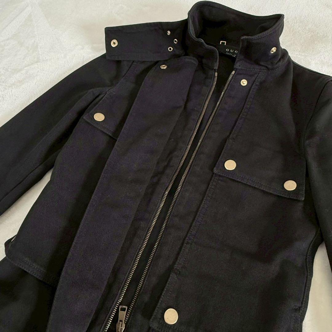 グッチ コットン デニム ジャケット 38 ブラック GUCCI