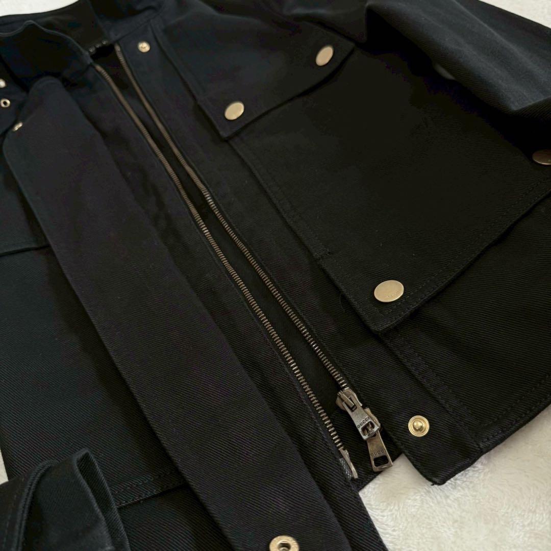 グッチ コットン デニム ジャケット 38 ブラック GUCCI