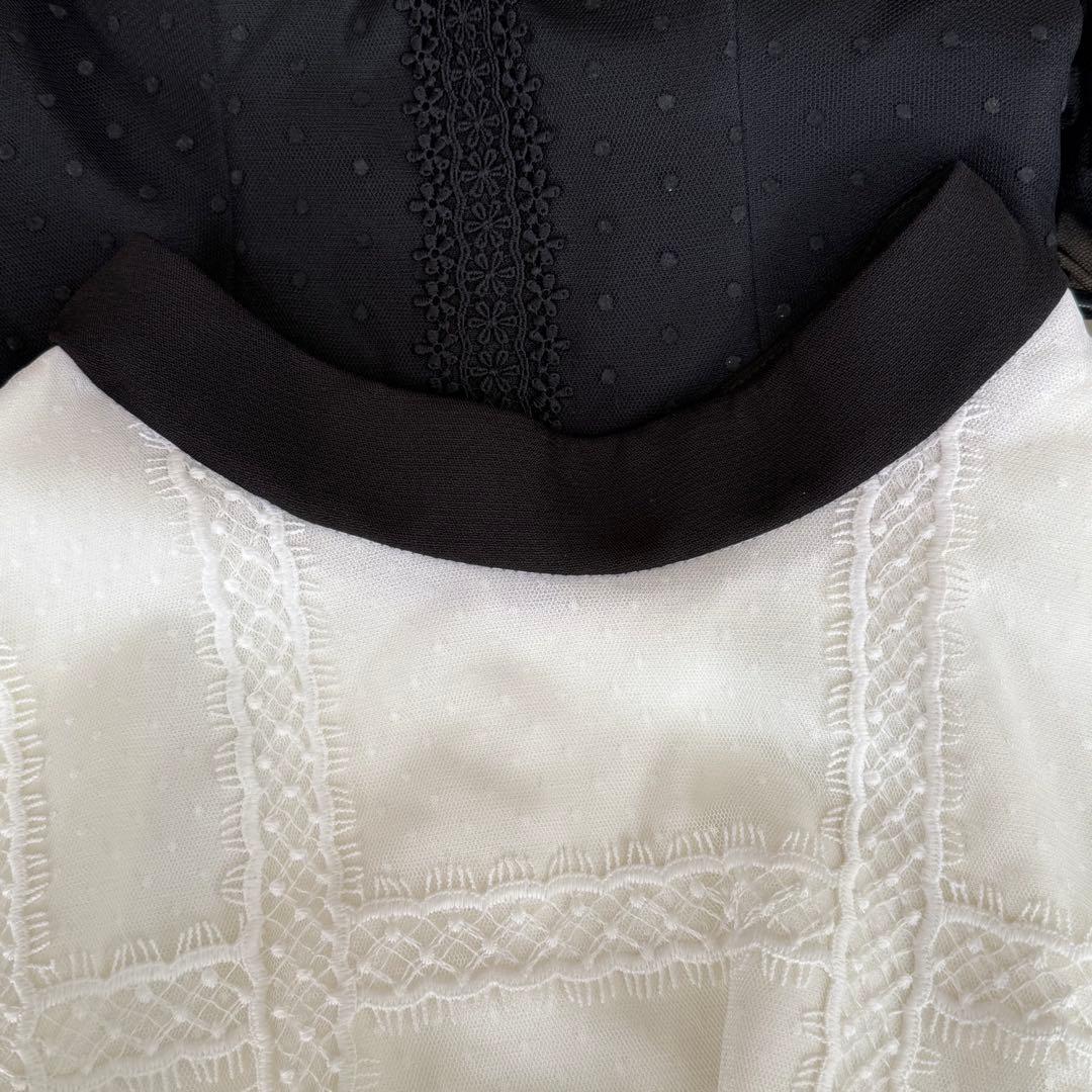 [an][2ピース]クラシカルレースブローチ付きAラインミニドレス