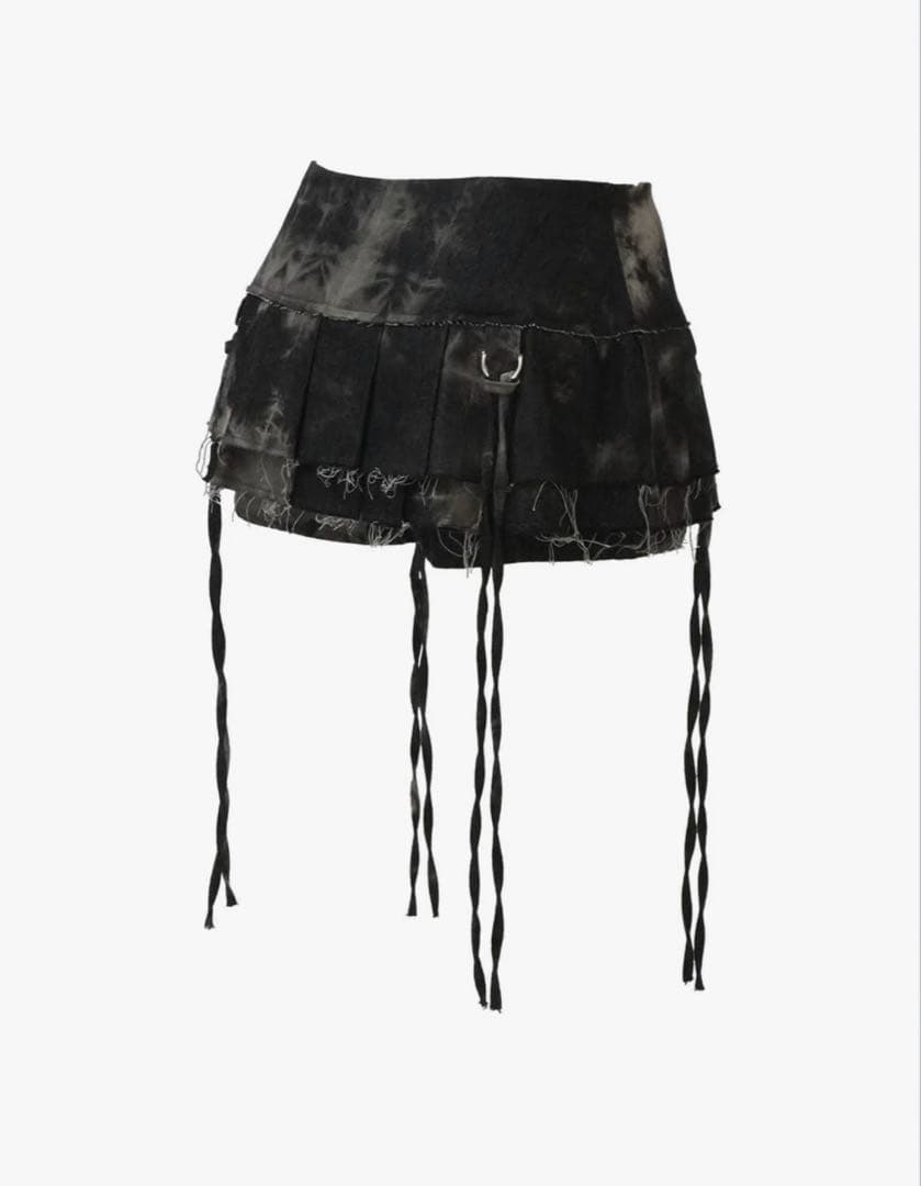 スカート S w pleats crash skirt THEREDTHREAD