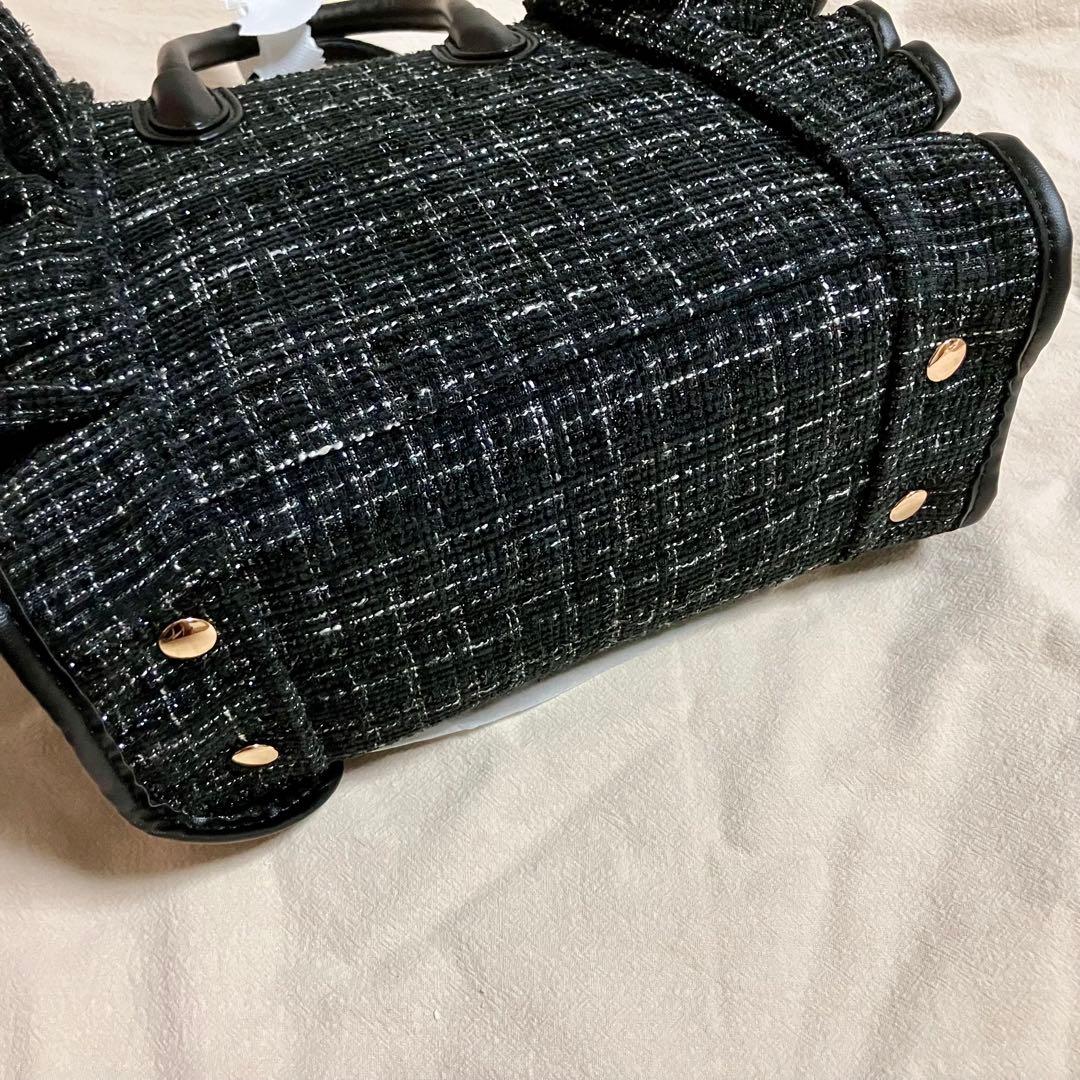 か*ぜ様 実物写真あり riridear ツイード痛バッグ 黒