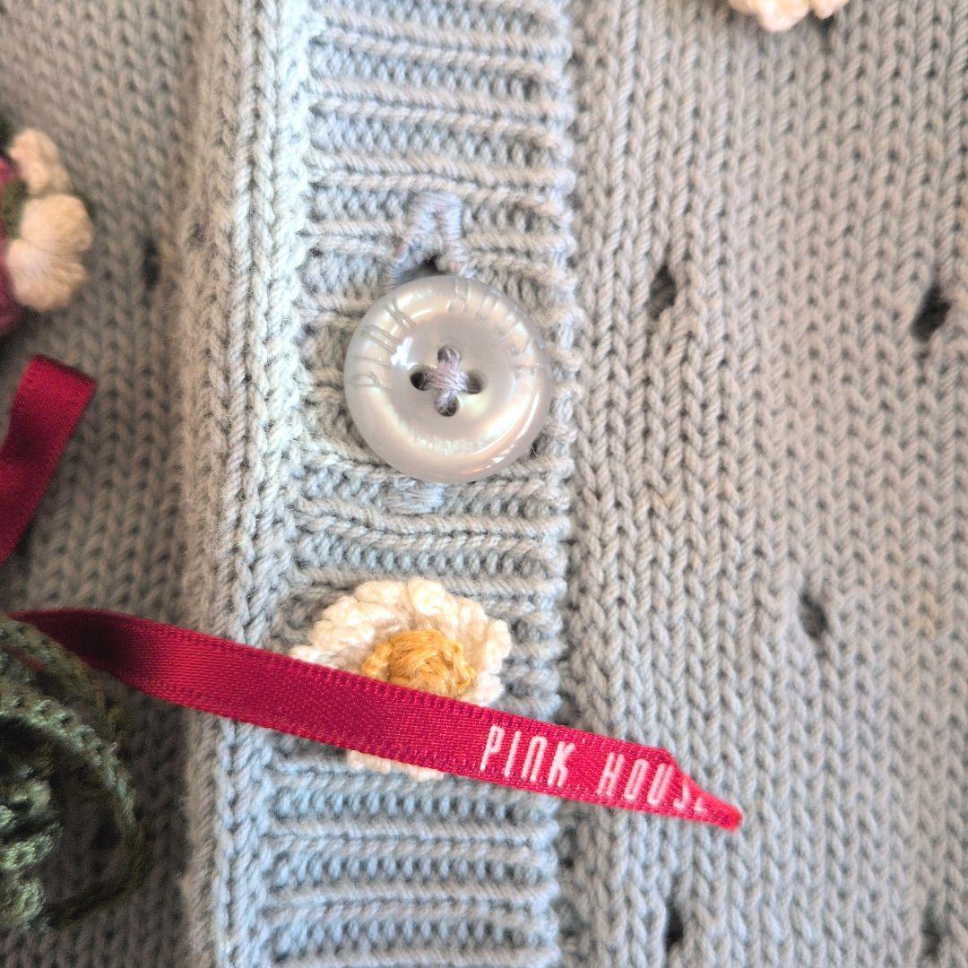 希少★PINK HOUSE　カーディガン　モチーフ編み　花　コットン
