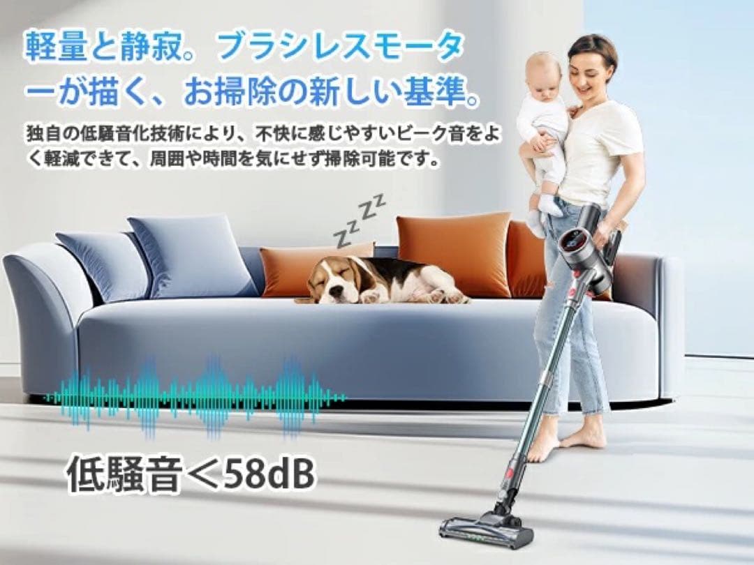 コードレス掃除機　65000Pa LEDライト　自立式　液晶ディスプレイ