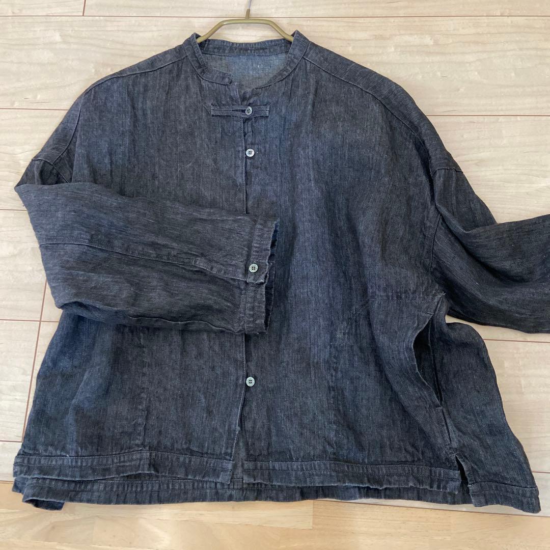 【美品】nest Robe リネンデニムスタンドカラージャケット