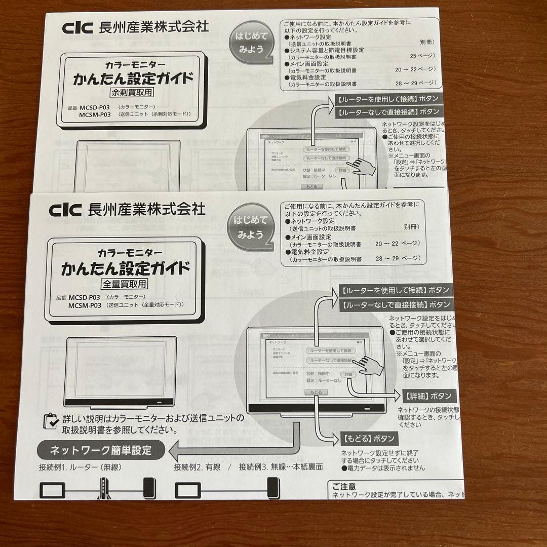 【値下げしました】長州産業太陽光パネルカラーモニター型番clc MCSD-P03