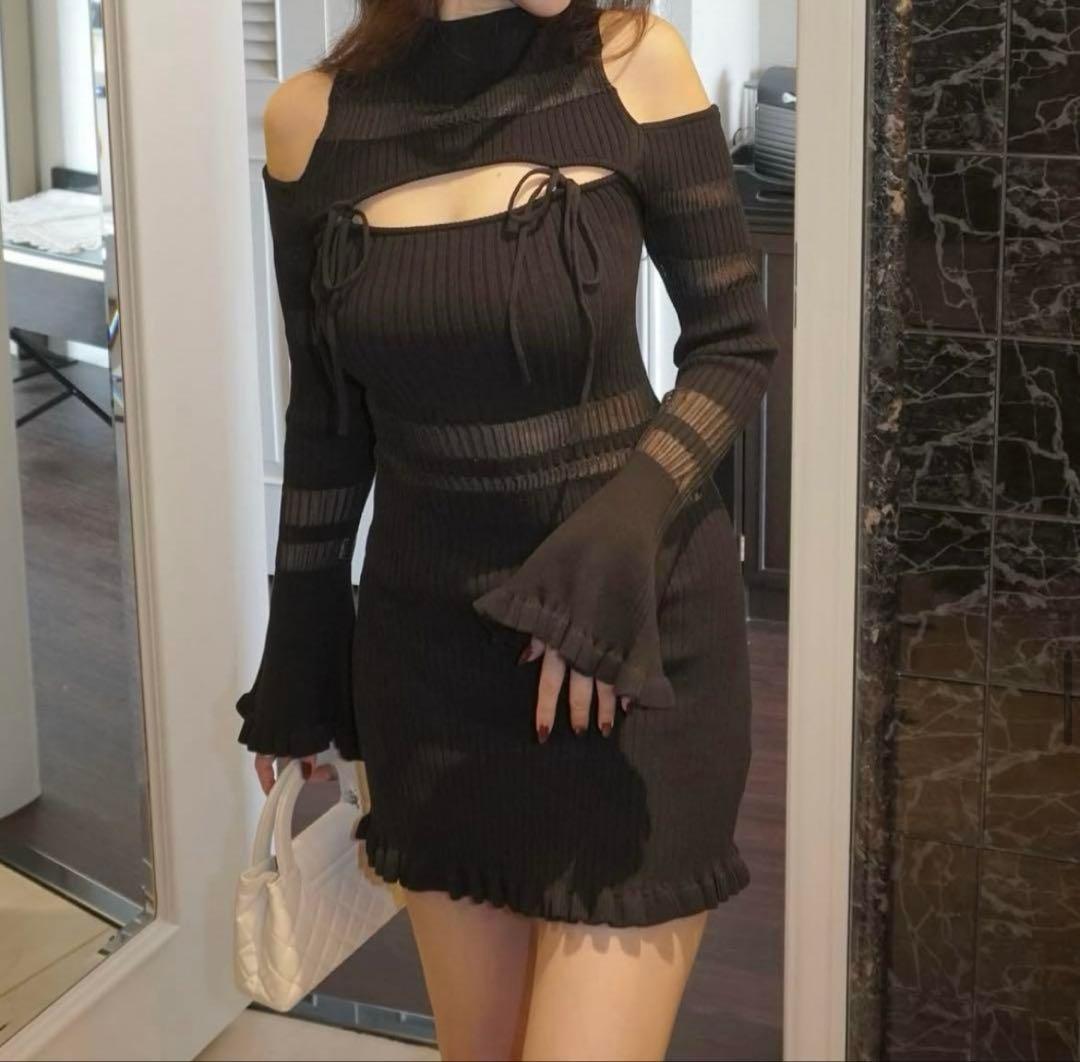 ワンピース amerge sheer ribbon feminine onepiece