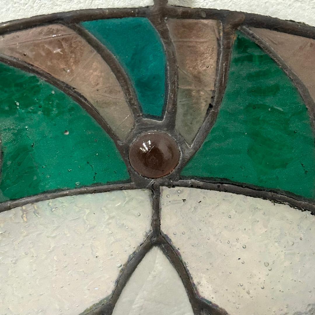 西洋アンティーク　大　ステンドグラス　直径40.5　  アートパネル　FG175