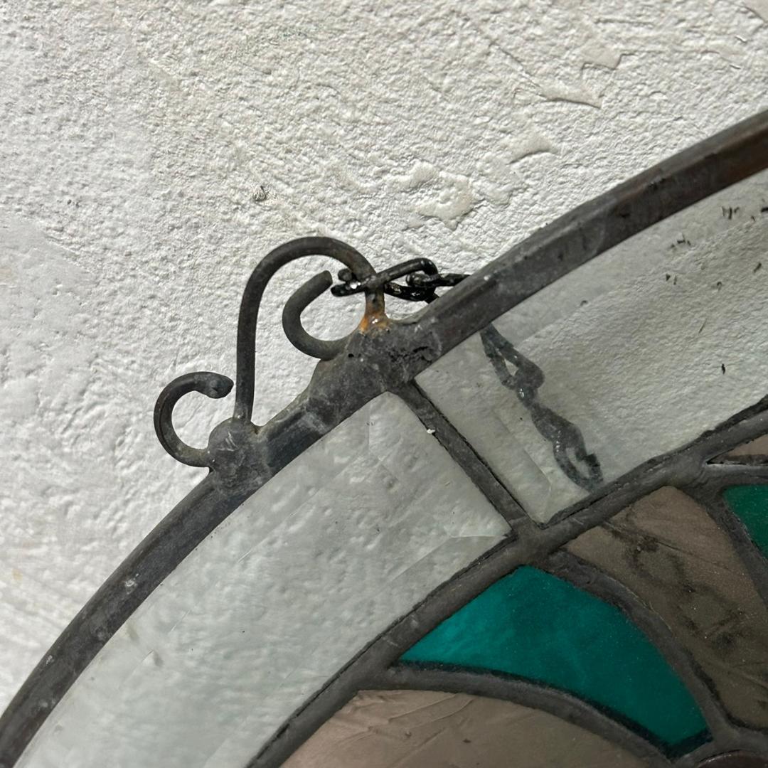 西洋アンティーク　大　ステンドグラス　直径40.5　  アートパネル　FG175