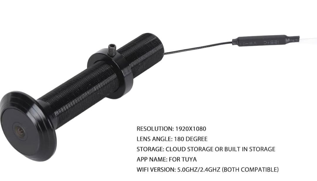 ドアのぞき穴カメラ HD 1080P 220° 広角 (128GB)