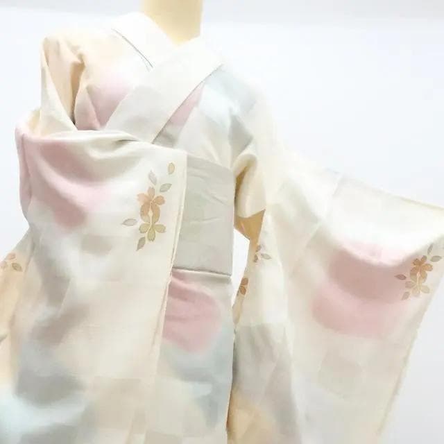 Y2401◇新品 袷 正絹 半襟・仕付け糸付 手縫い 桜 市松 長襦袢 着物