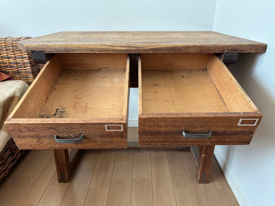 作業台 木製テーブル デスク 古家具 ヴィンテージ風/アンティーク