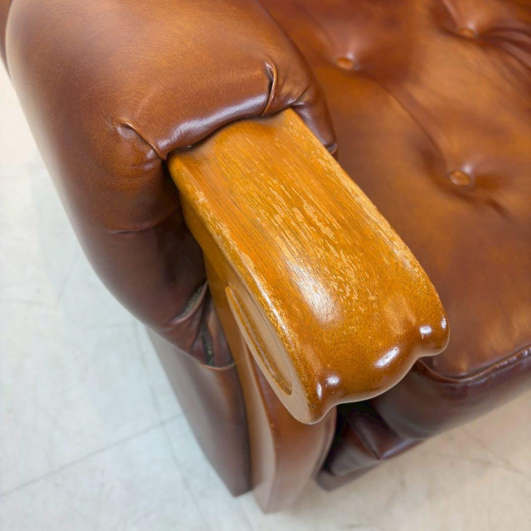 西洋アンティーク レザー 1人掛けソファ ロビーチェア 昭和レトロ 1/2