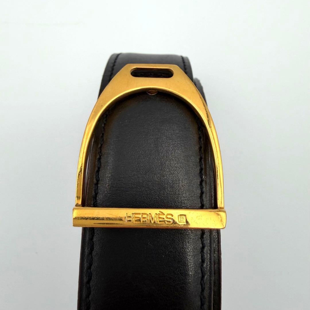 極美品✨HERMES エルメス ベルト ゴールド金具 黒