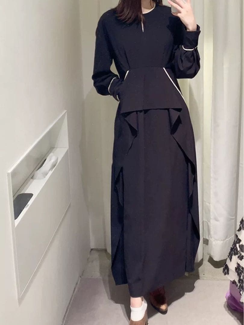 CLANE ウエストフリルワンピース