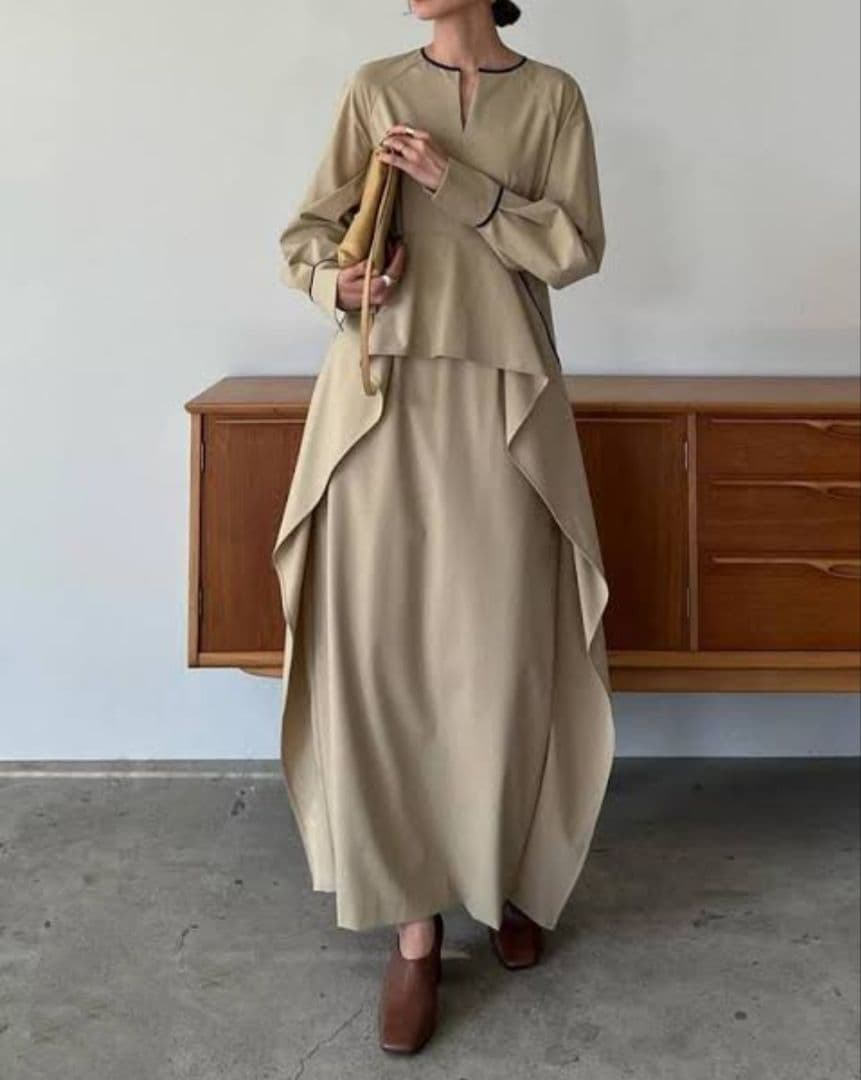 CLANE ウエストフリルワンピース