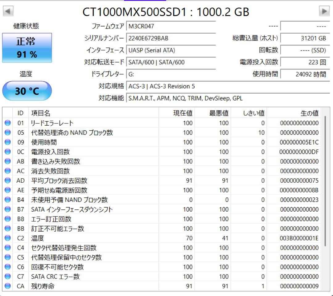 内蔵型SSD Crucial MX500 CT1000MX500SSD1 1TB SSD