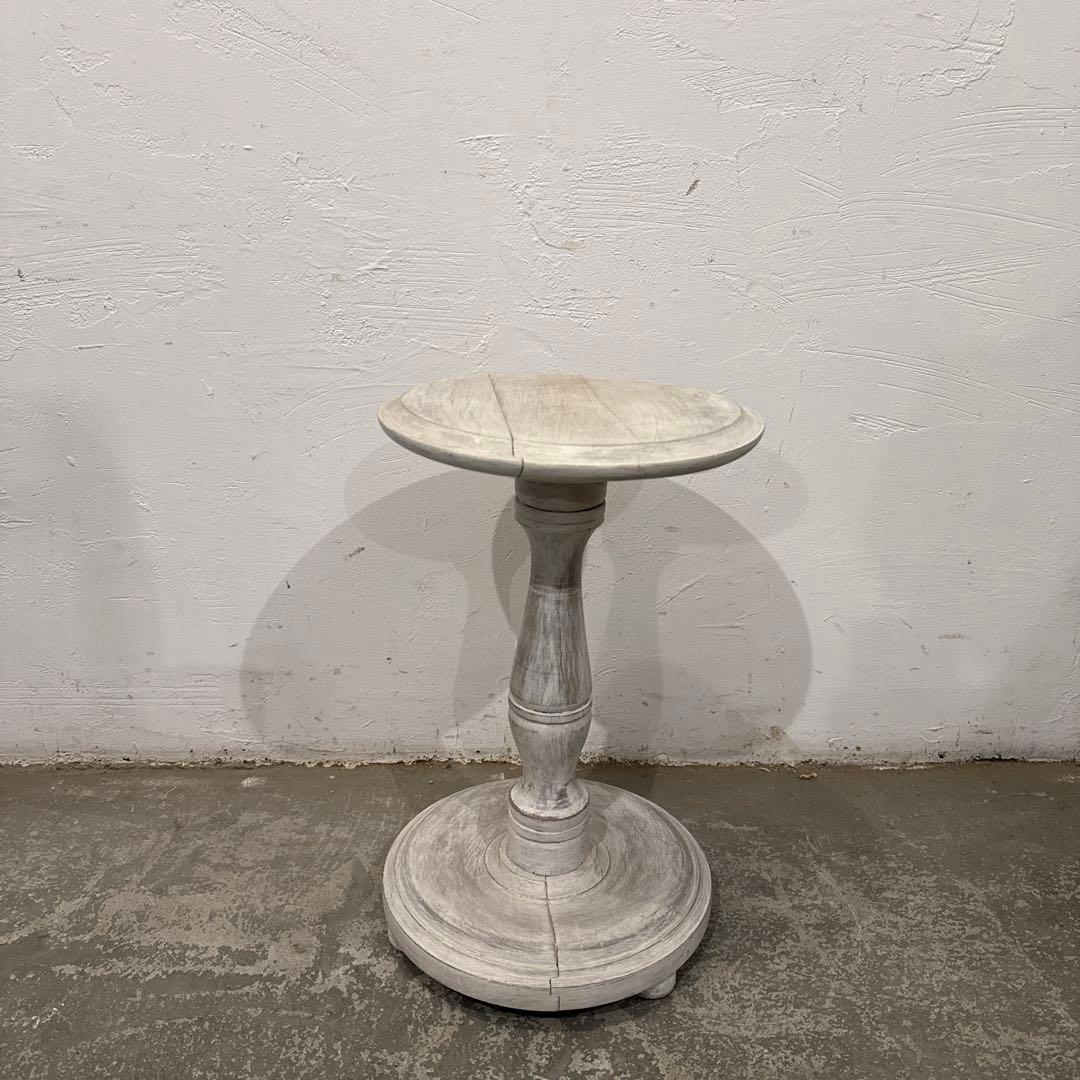 ヴィンテージ　木製サイドテーブル　ラウンド　花台