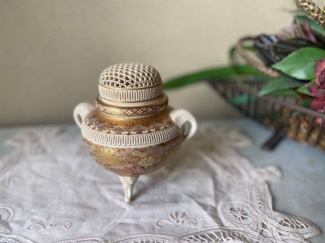 chat_noir＊香炉 薩摩 錦之 仁楓 アンティーク インテリア