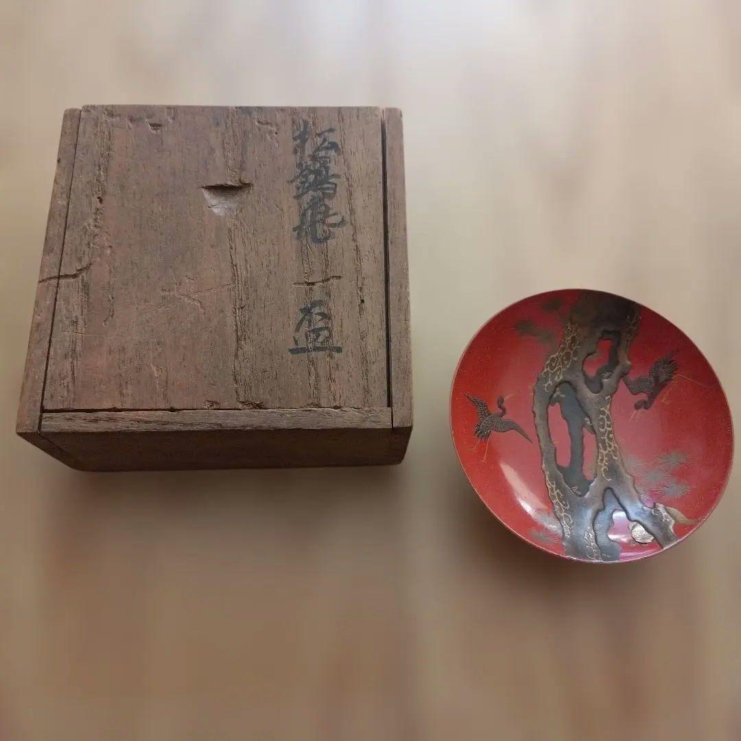 松鶴蒔絵盃 松林斎作 江戸時代