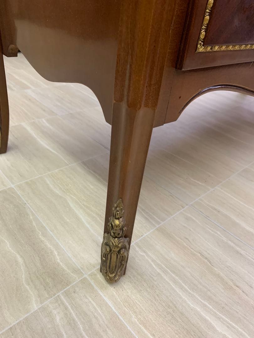 【アンティーク】フレンチスタイル 木製チェスト 3引き出し 大理石天板