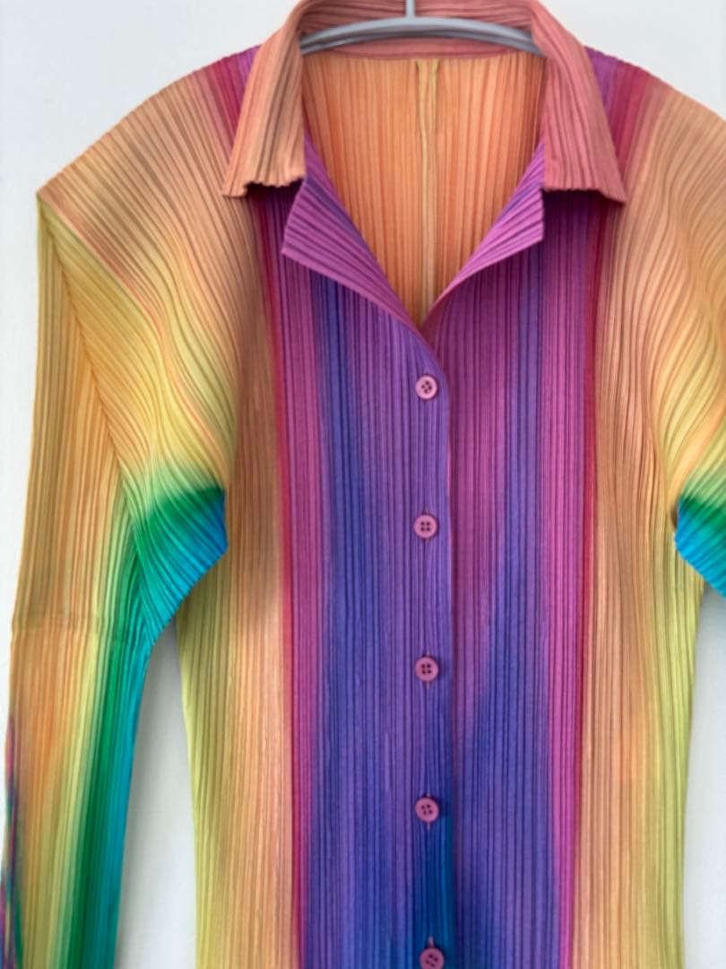 希少！pleatsplease レインボーイッセイミヤケブラウス