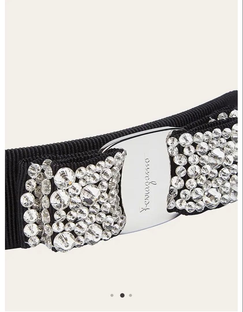 【美品】サルヴァトーレフェラガモ ヴァラ ビジューバレッタ 黒×シルバー