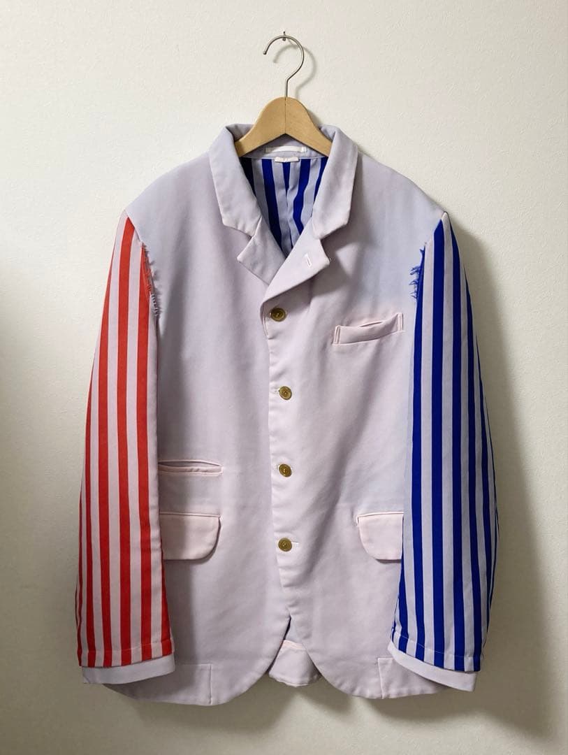 コムデギャルソンオムプリュス　23ss ストライプ　ドッキング　ジャケット