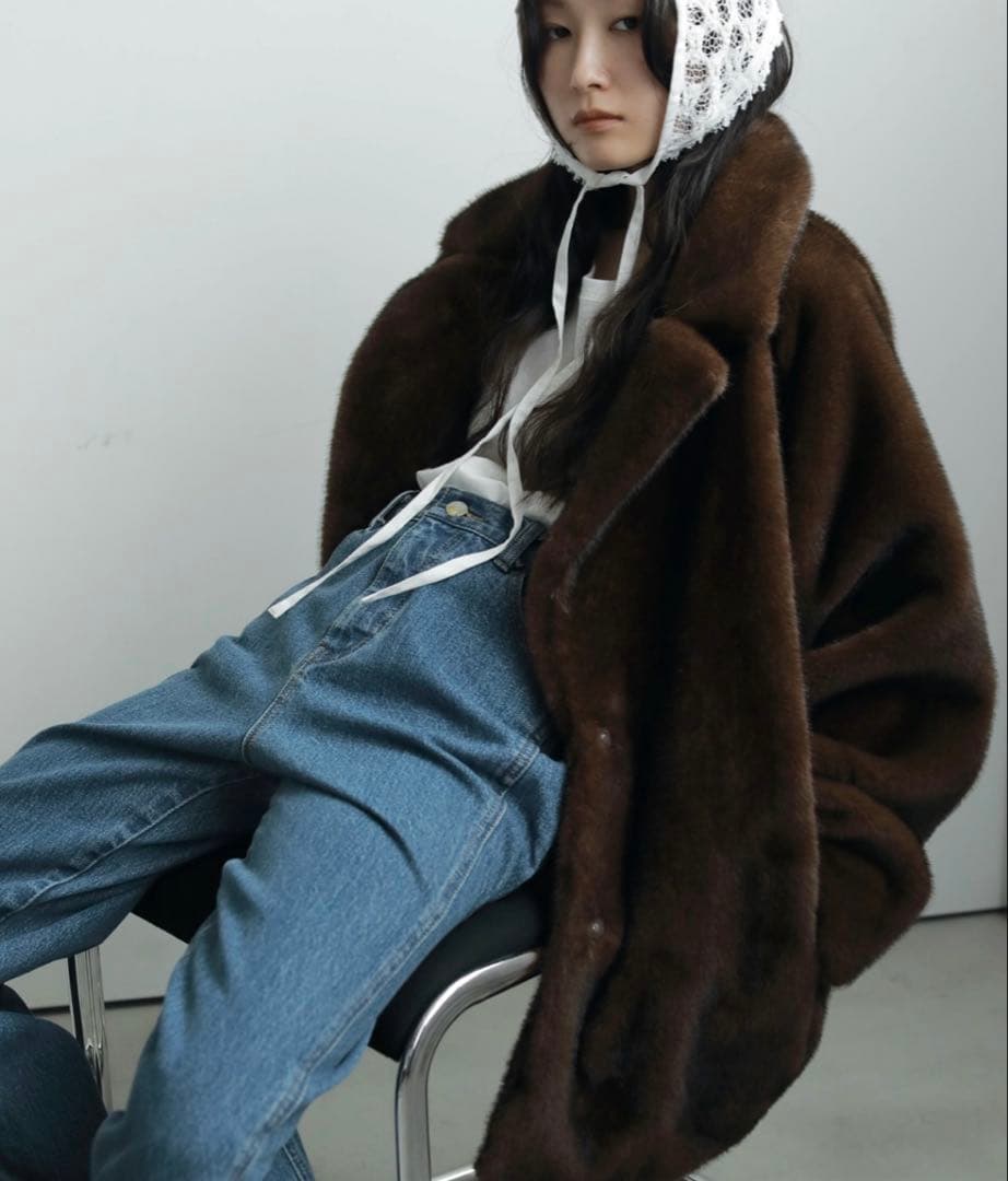 新品未使用アンヌークanuke Eco Minkfur Jacketブラウン36