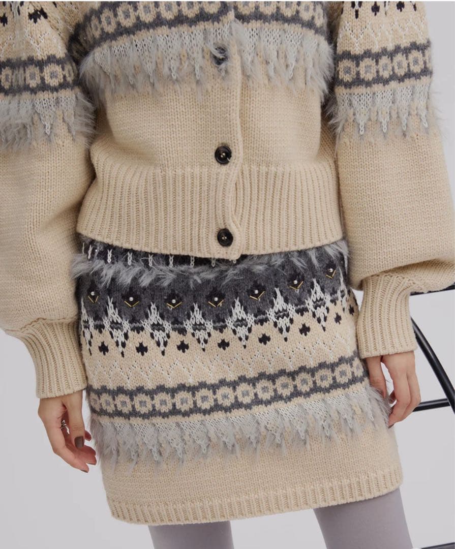 スカート Ameri UND LADY NORDIC KNIT SKIRT