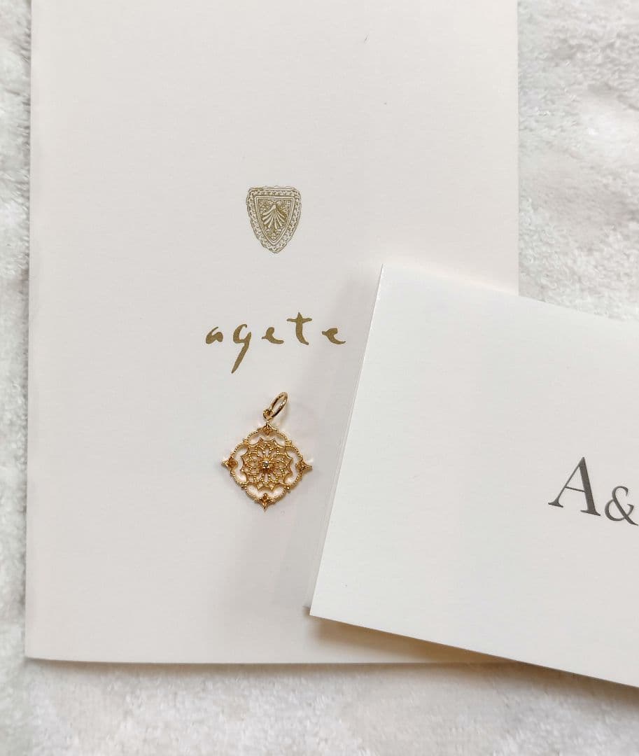 販売証明書有り☆agete K10 ダイヤモンドチャーム