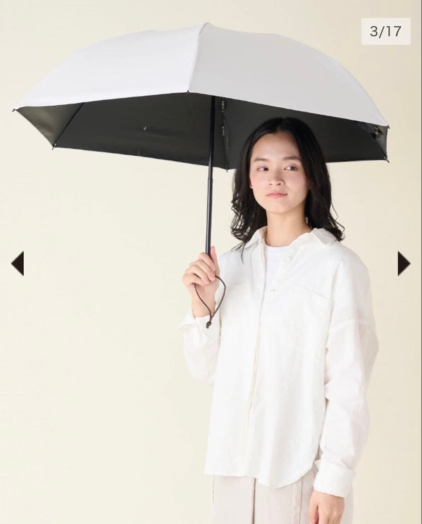 新品SUN BARRIER 100 折りたたみ日傘 ホワイト ３段折 晴雨兼用