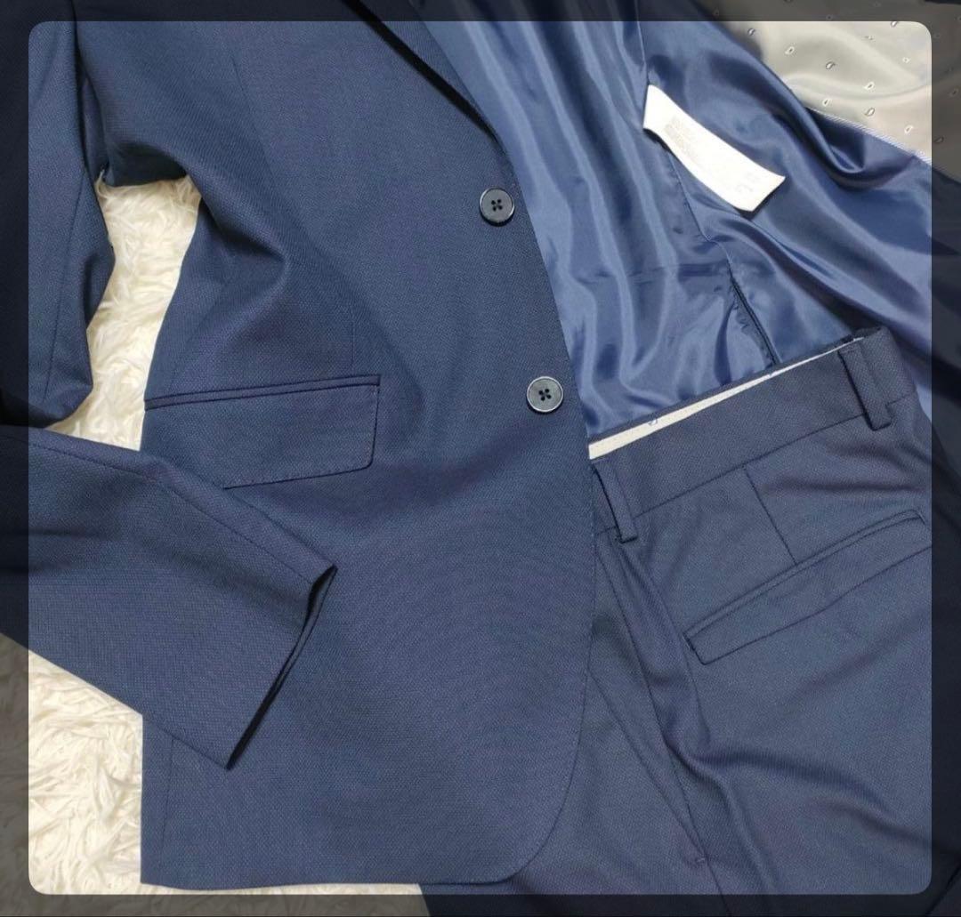 【極美品】未使用級 ZARA ザラ スーツ シングル 2B 総裏地 紺 XL位