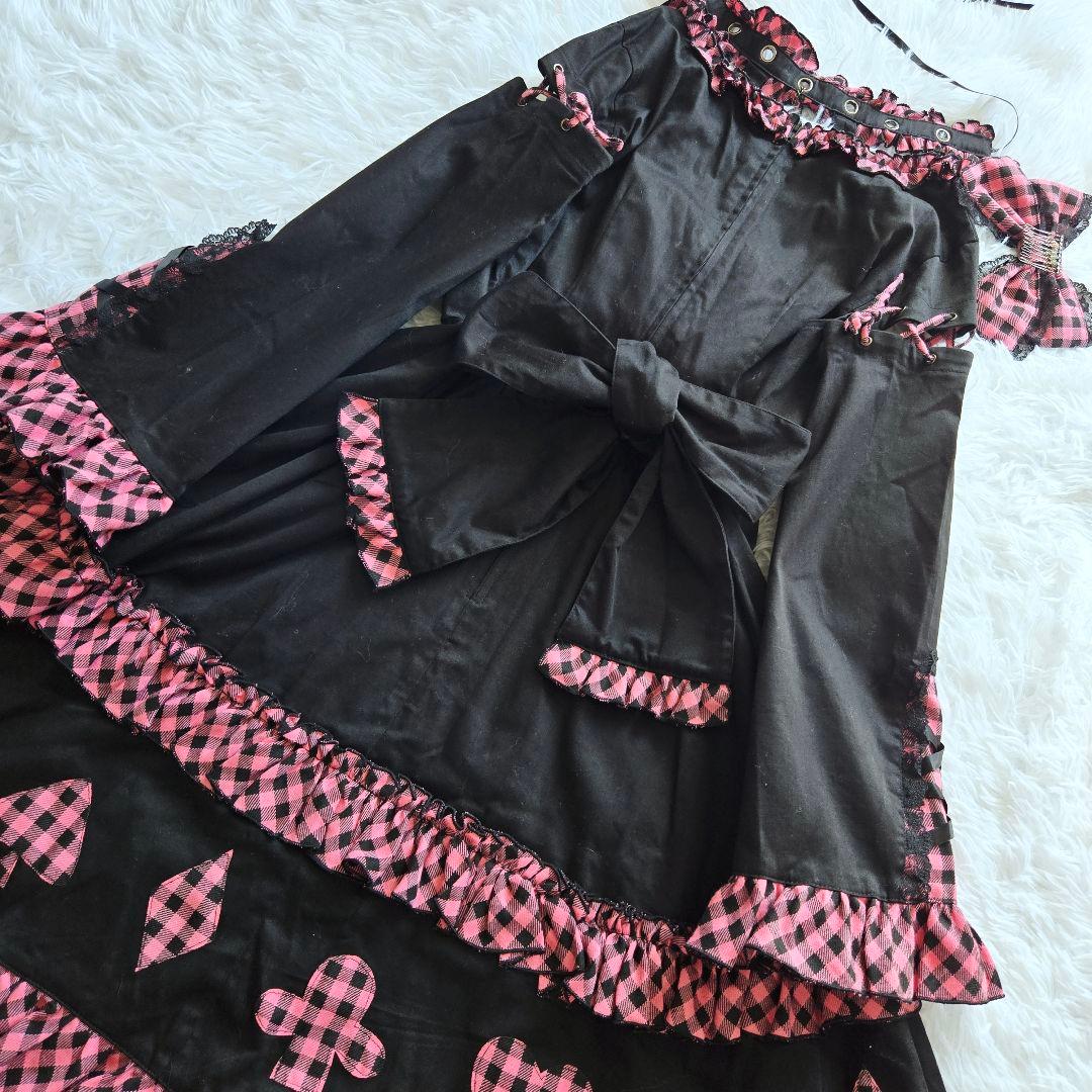 ボディライン ゴスロリ ワンピース フリル レース チョーカー ハロウィン 姫袖