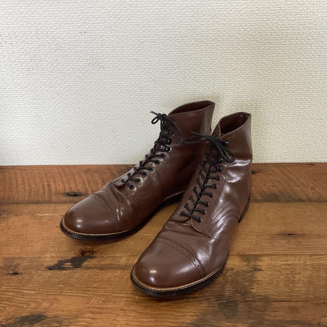 STACY ADAMS レースアップキャップトゥブーツ ブラウン 8 1/2