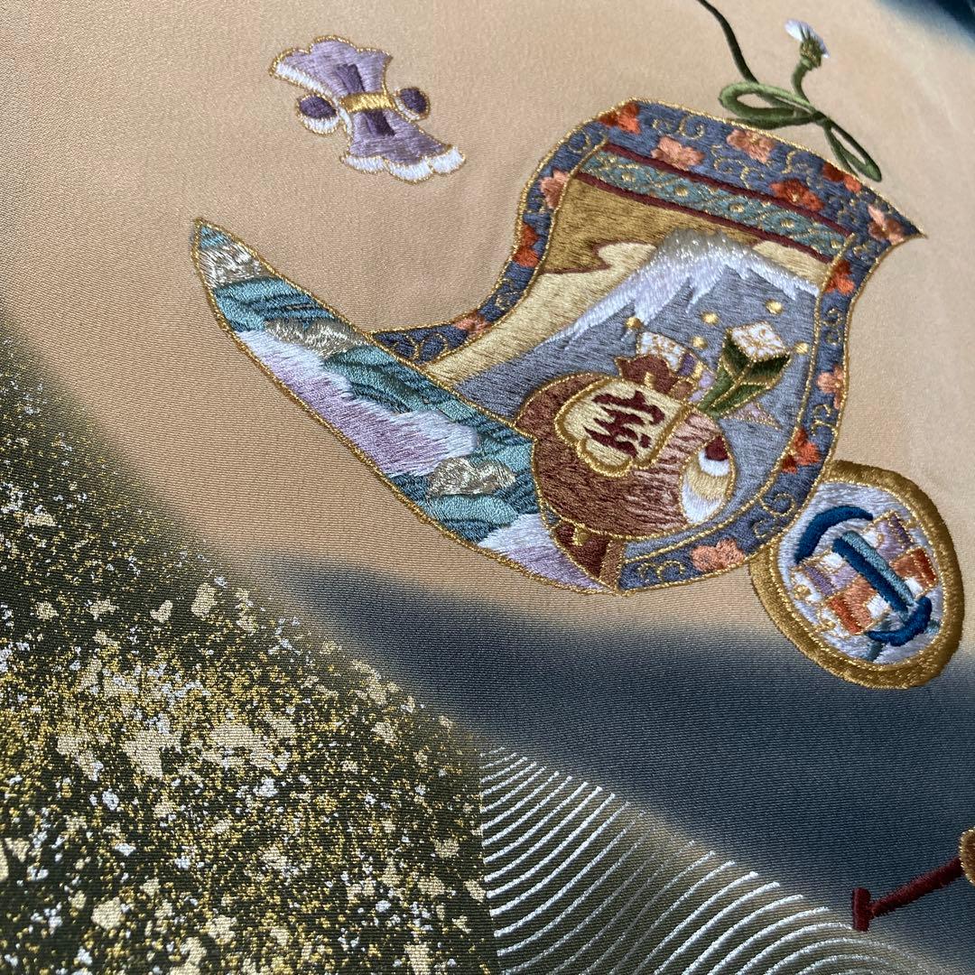 【新品】高級　刺繍　初着　お宮参り着　かぶと　龍柄