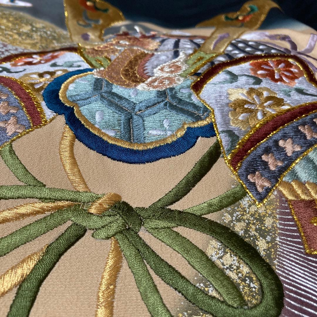 【新品】高級　刺繍　初着　お宮参り着　かぶと　龍柄